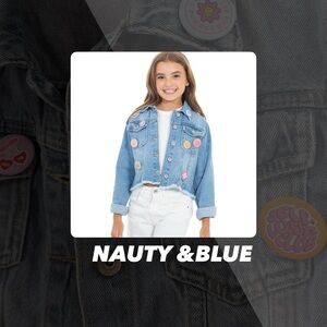 NWT Nauty & Blue Denim Jacket With Pins